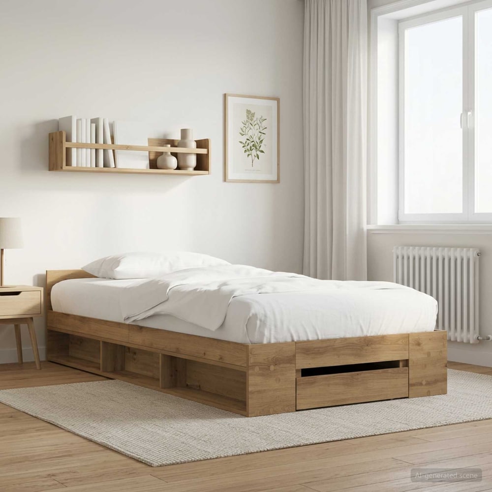 vidaXL Bed Frame with Storage Artisian Oak 80 x 200 cm Engineered Wood 1