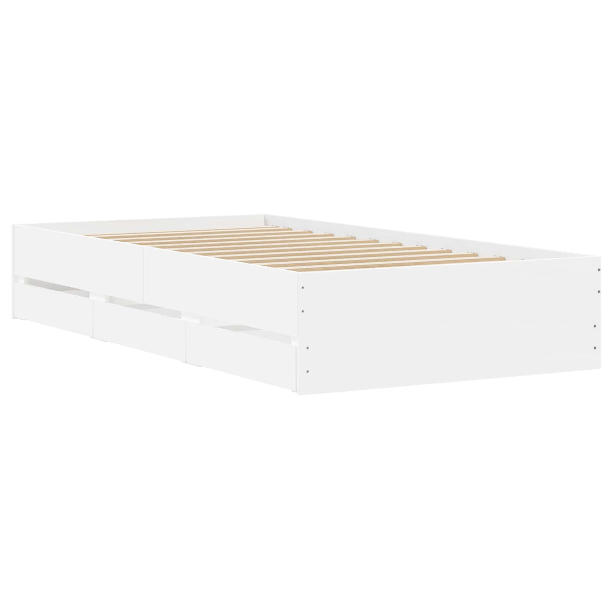 Bed Frame with Storage with Drawer Engineered wood Length 200 cm Width 80 cm White
