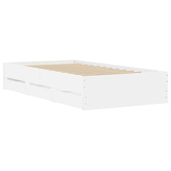 Bed Frame with Storage with Drawer Engineered wood Length 200 cm Width 80 cm White