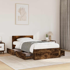 Bed Frame with Headboard without Mattress Smoked Oak 80 x 200 cm