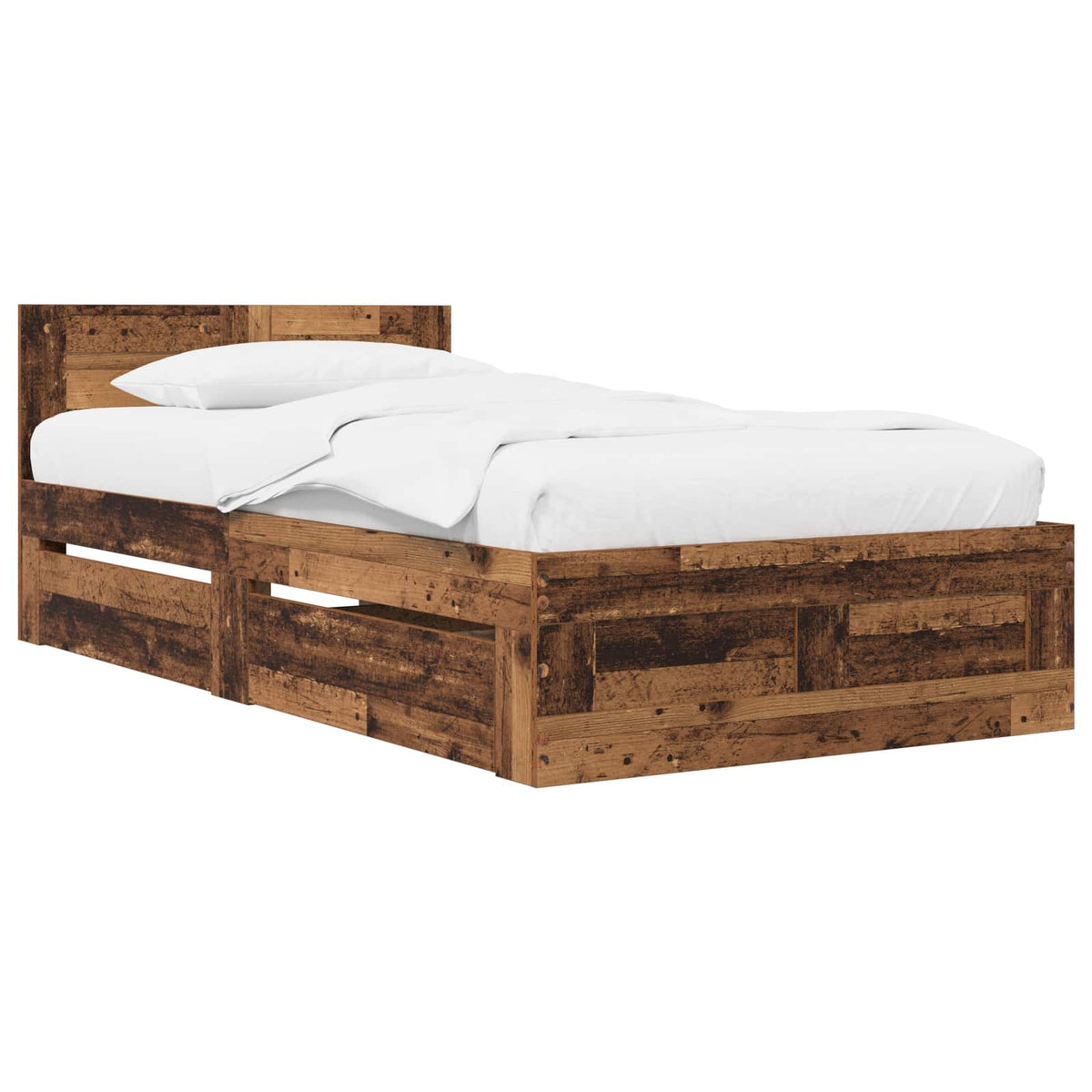 vidaXL Bed Frame with Drawer 2 pcs Old Wood Engineered Wood 2