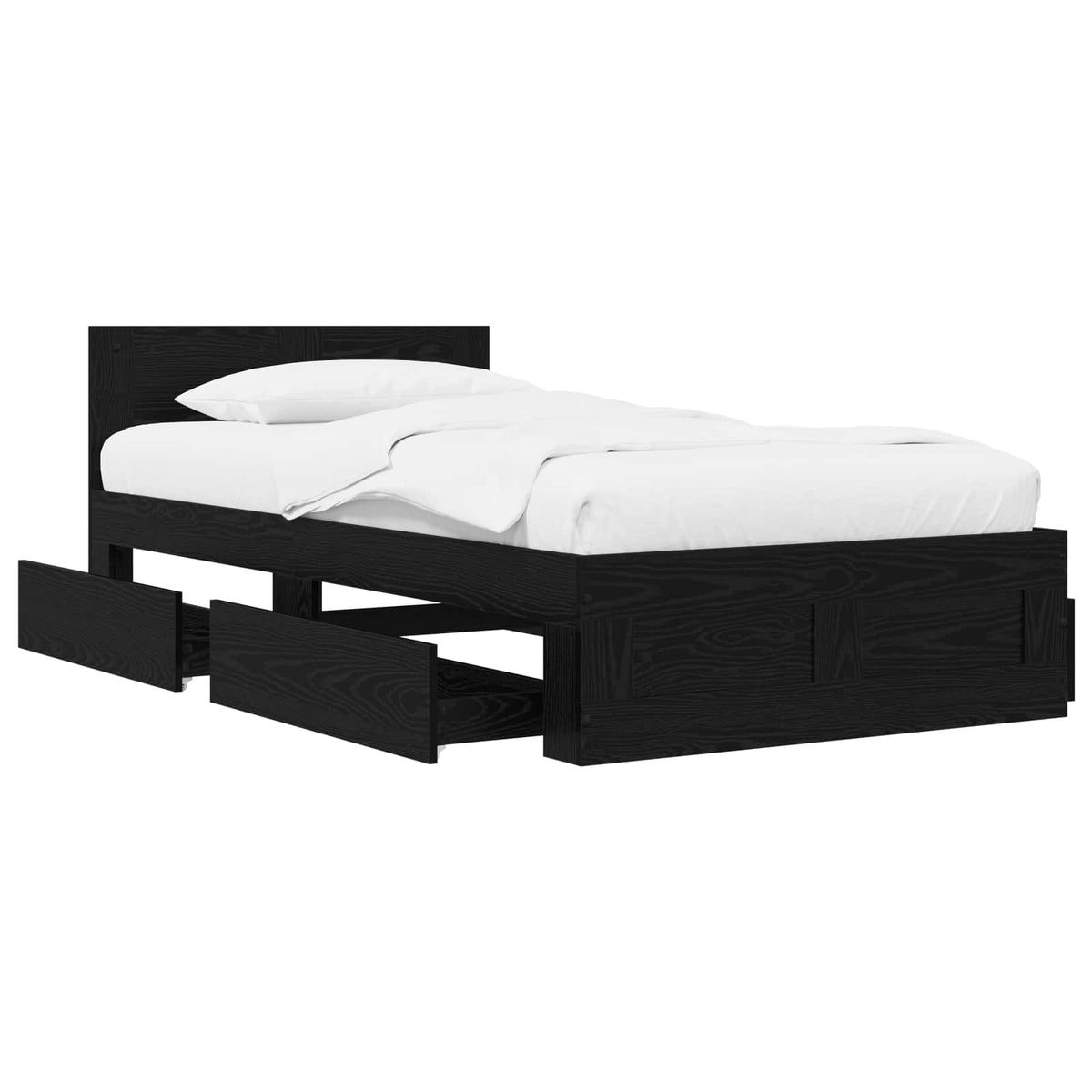 vidaXL Bed Frame with Drawer 2 pcs Black Oak Engineered Wood 3