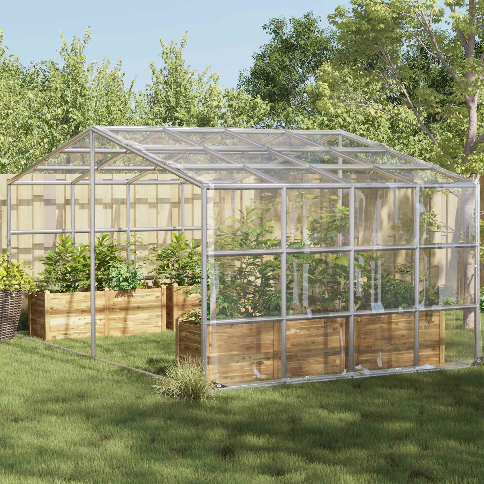 vidaXL Plant Cover Transparent 4 x 5 m PVC 1