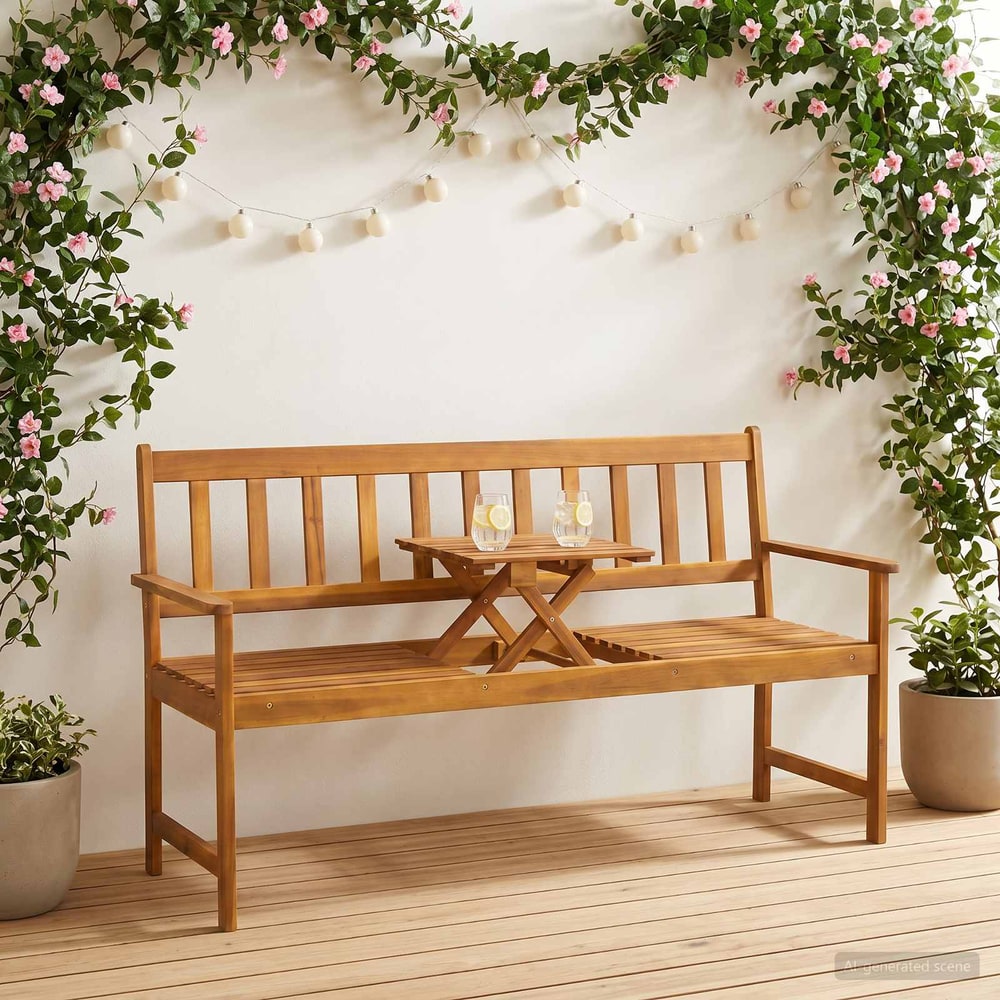 vidaXL Garden bench 158 x 55 x 89 cm Solid Acacia Wood Natural 1