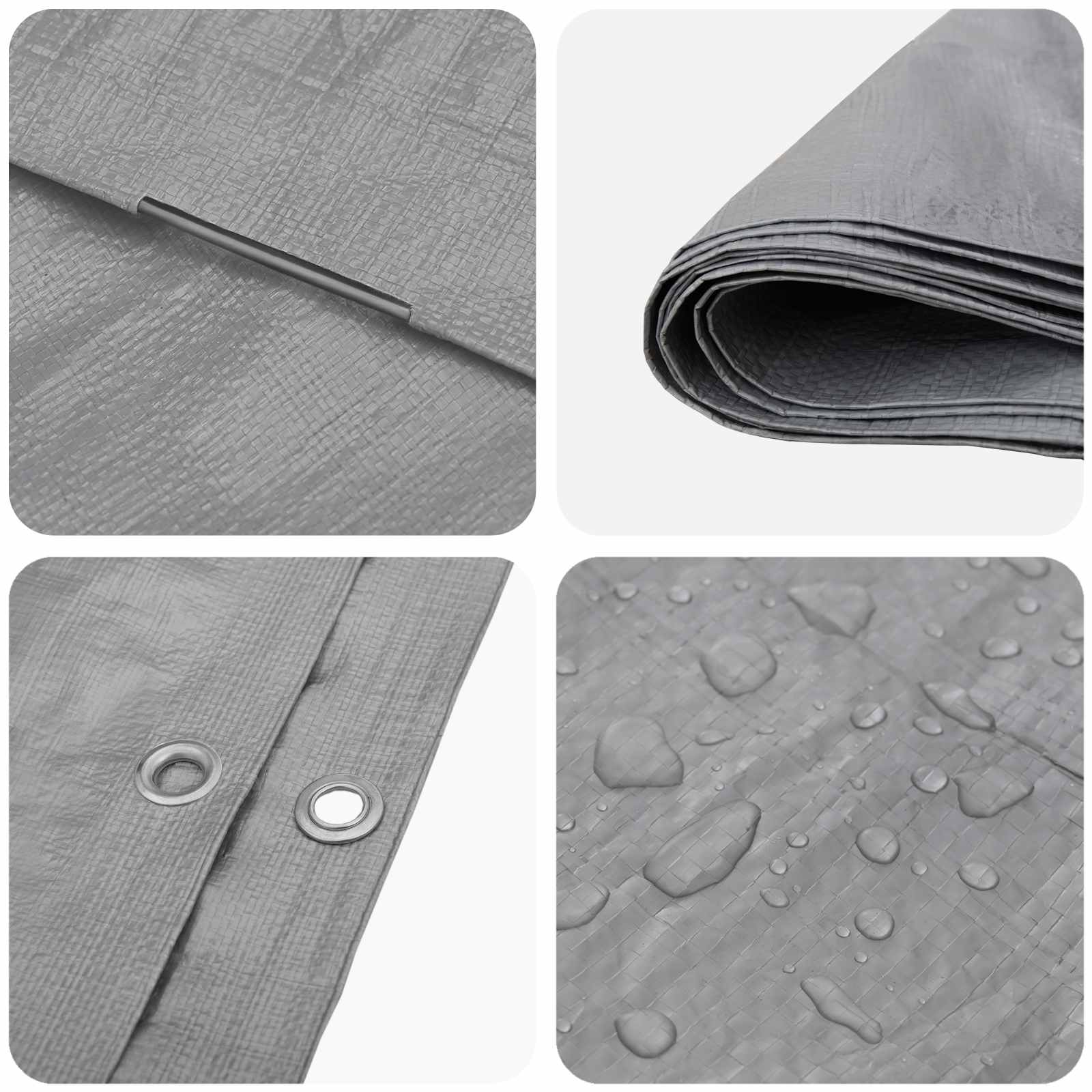 vidaXL Tarpaulin with Eyelets Light Grey 6 x 10 m 90 gsm PE 4