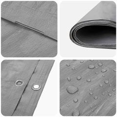 vidaXL Tarpaulin with Eyelets Light Grey 4 x 8 m 180 gsm PE 4