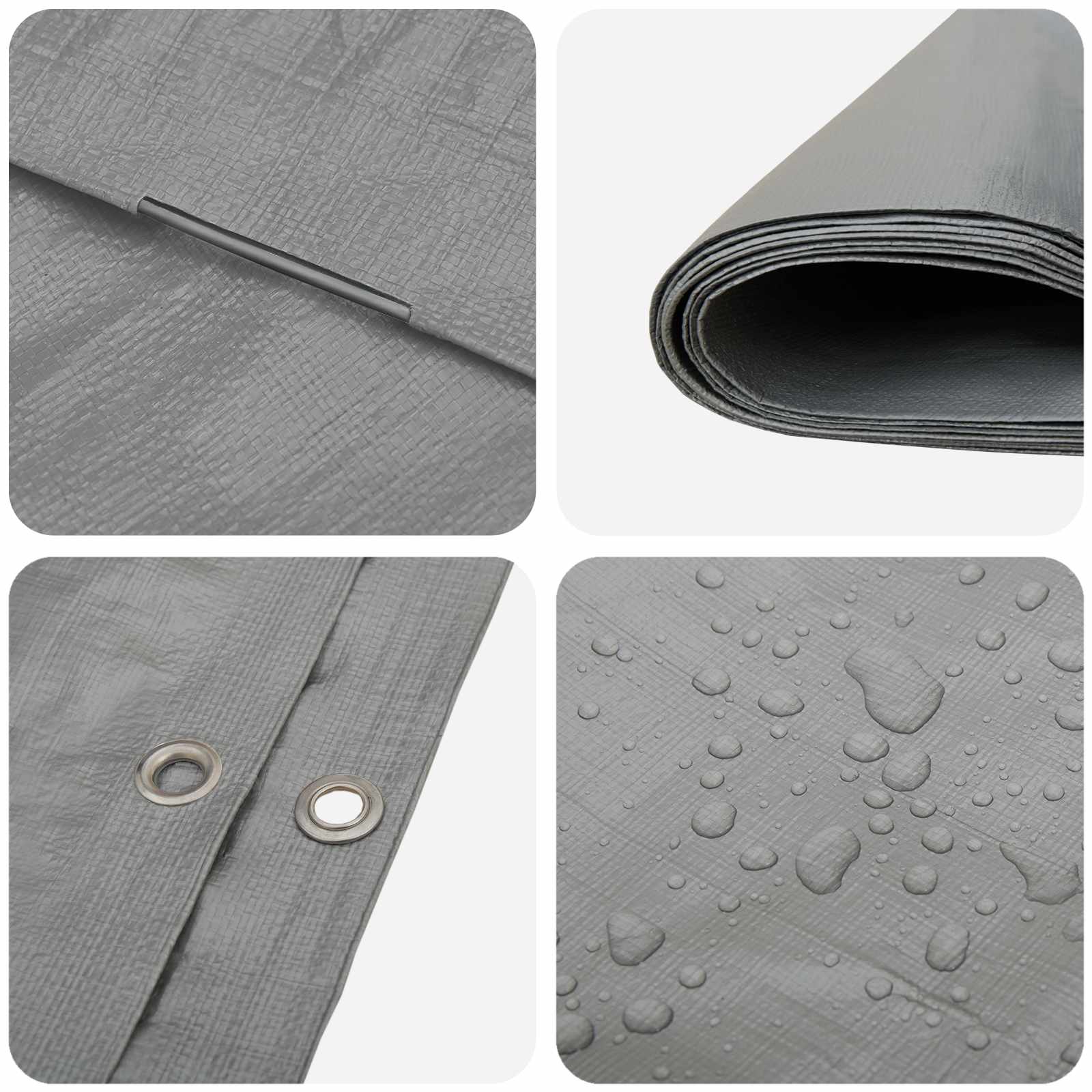 vidaXL Tarpaulin with Eyelets Light Grey 4 x 6 m 260 gsm PE 4