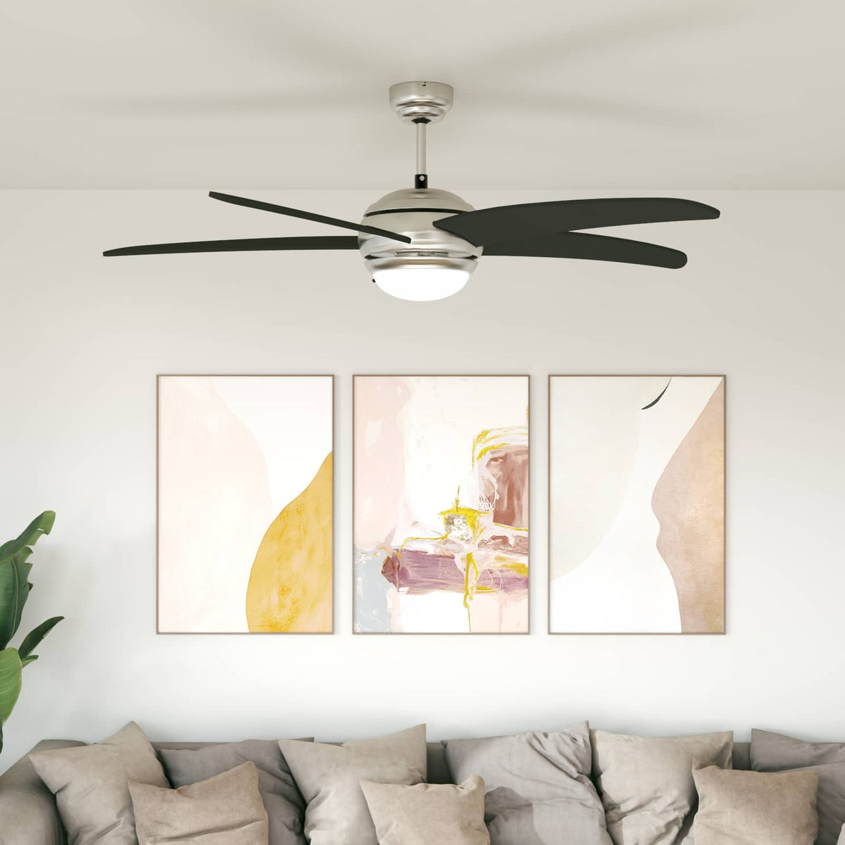 Ceiling Fan with Light and Remote Control Ø Black 130 cm with 5 blades