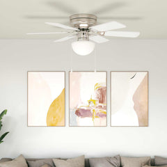 Ceiling Fan with Light and Remote Control Ø White 82 cm with 6 blades