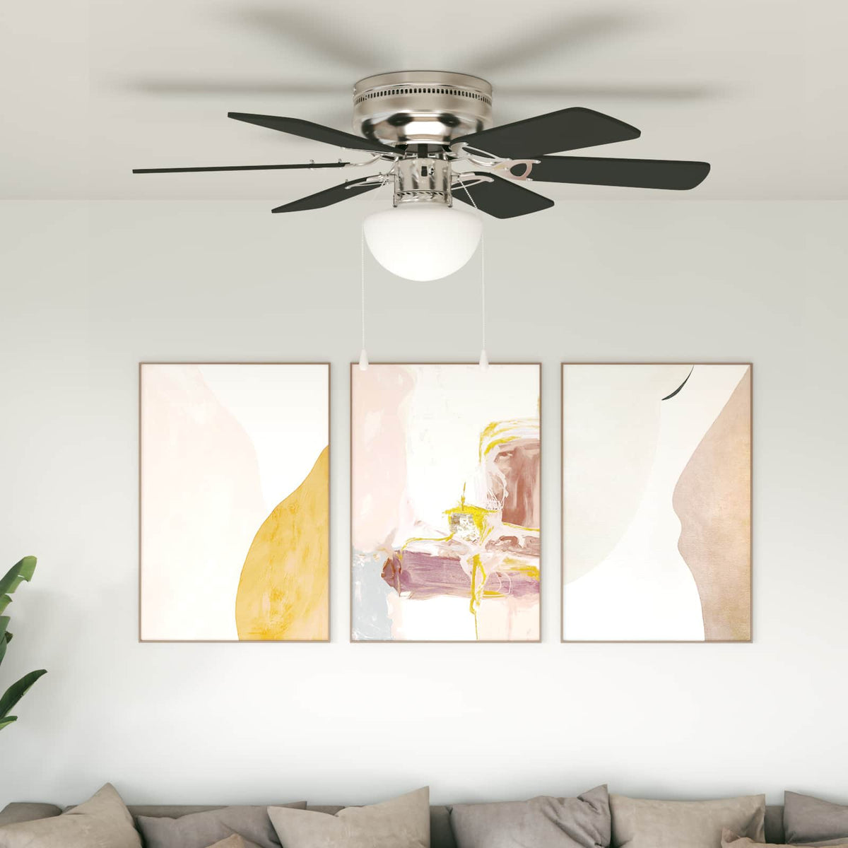 Ceiling Fan with Light and Remote Control Ø Black 82 cm with 6 blades