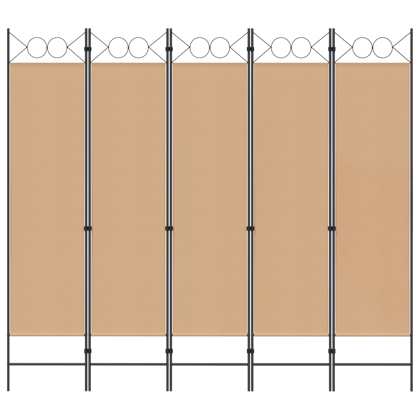 vidaXL 5-Panel Room Divider Beige 200 x 180 cm Fabric 3