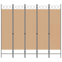 vidaXL 5-Panel Room Divider Beige 200 x 180 cm Fabric 3