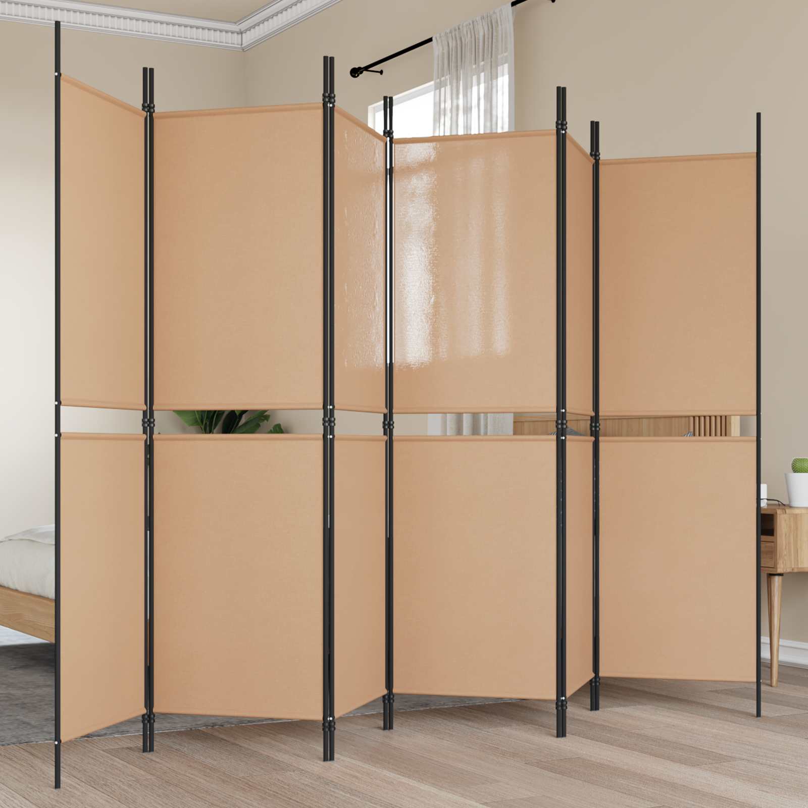 vidaXL 6-Panel Room Divider Beige 300 x 180 cm Fabric 1