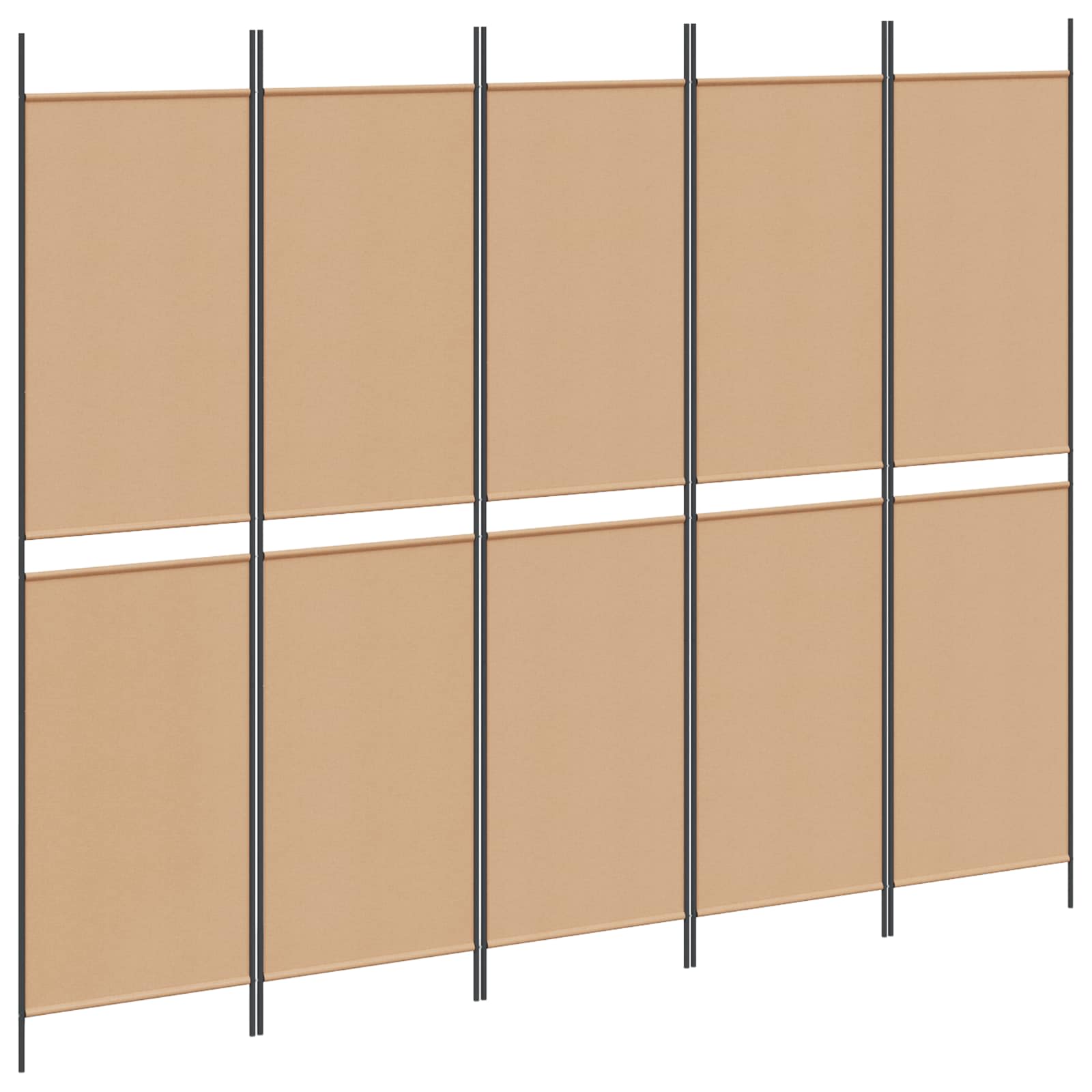 vidaXL 5-Panel Room Divider Beige 250 x 200 cm Fabric 2