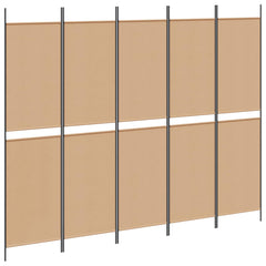 vidaXL 5-Panel Room Divider Beige 250 x 200 cm Fabric 2