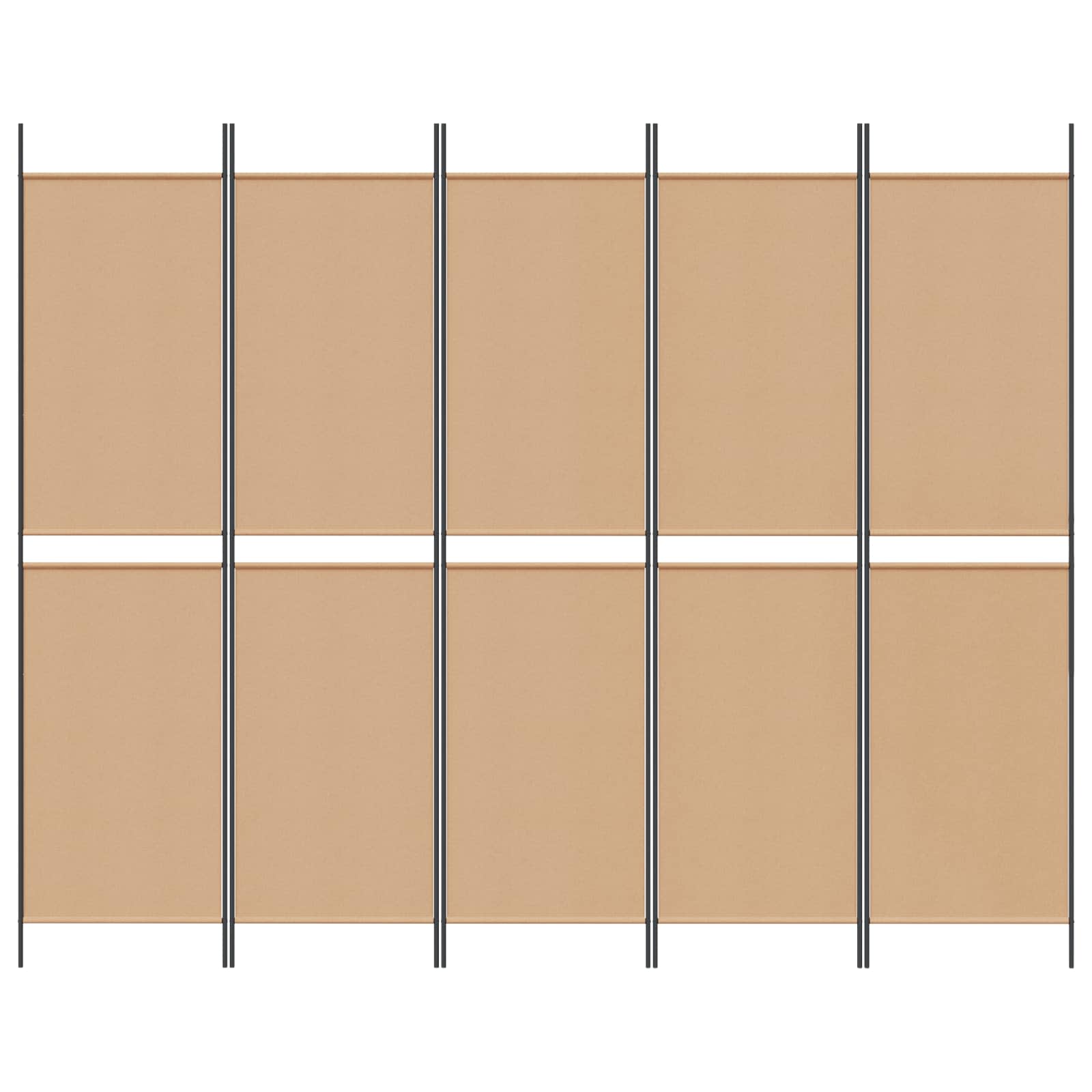vidaXL 5-Panel Room Divider Beige 250 x 200 cm Fabric 4