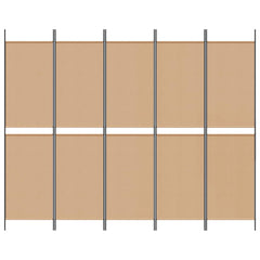 vidaXL 5-Panel Room Divider Beige 250 x 200 cm Fabric 4