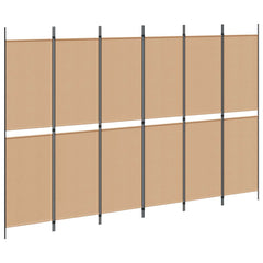 vidaXL 6-Panel Room Divider Beige 300 x 200 cm Fabric 2