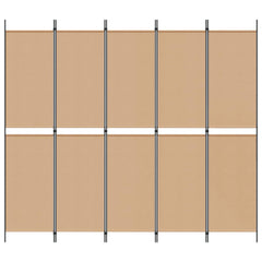vidaXL 5-Panel Room Divider Beige 250 x 220 cm Fabric 4