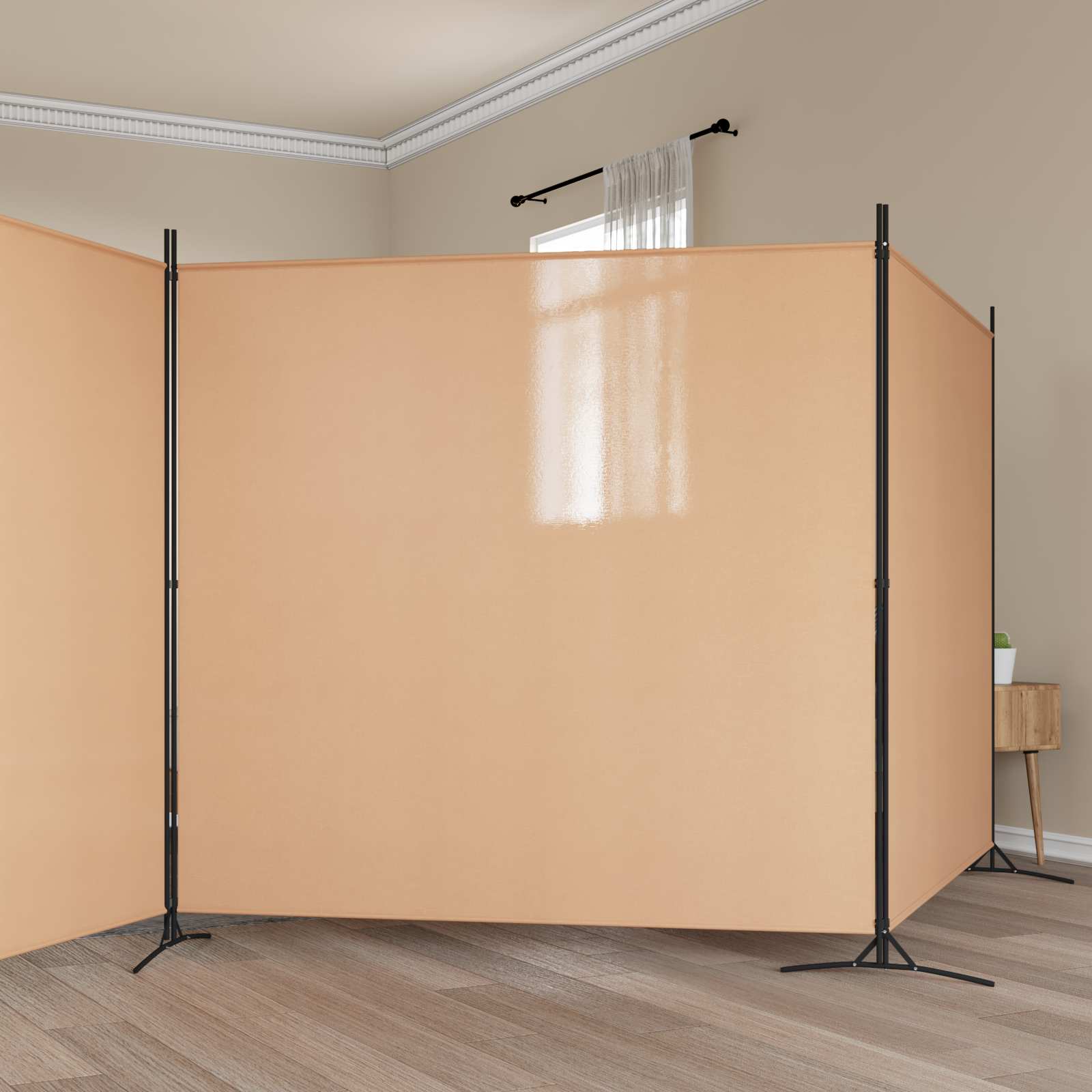 vidaXL 4-Panel Room Divider Beige 525 x 180 cm Fabric 1