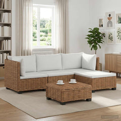 6 pcs Rattan Lounge Set with Cushions GENDT Rattan Natural 2x corner + footstool + middle + table