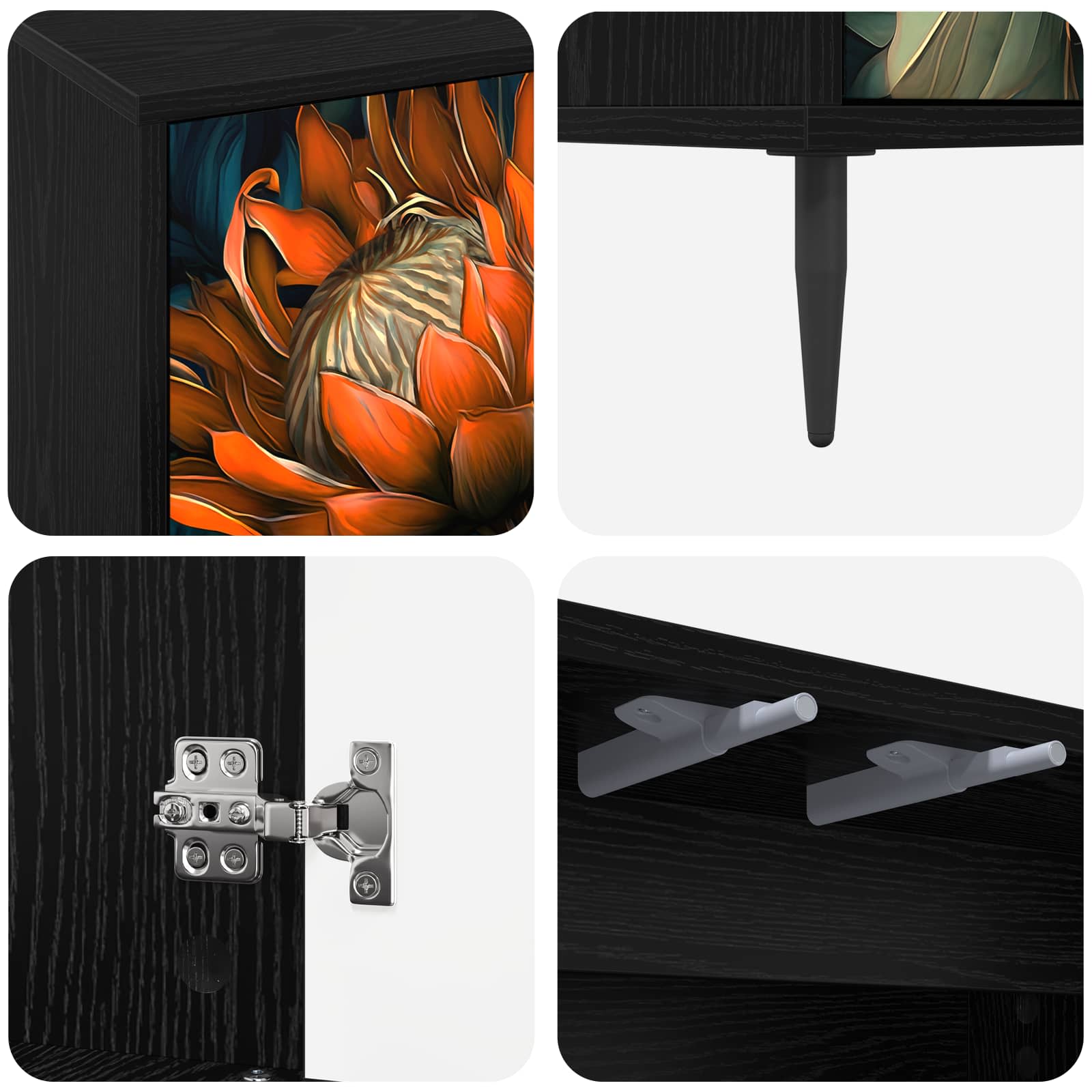 vidaXL TV Cabinet LOCHEM 69 x 33 x 50.5 cm Black Oak Engineered Wood 6