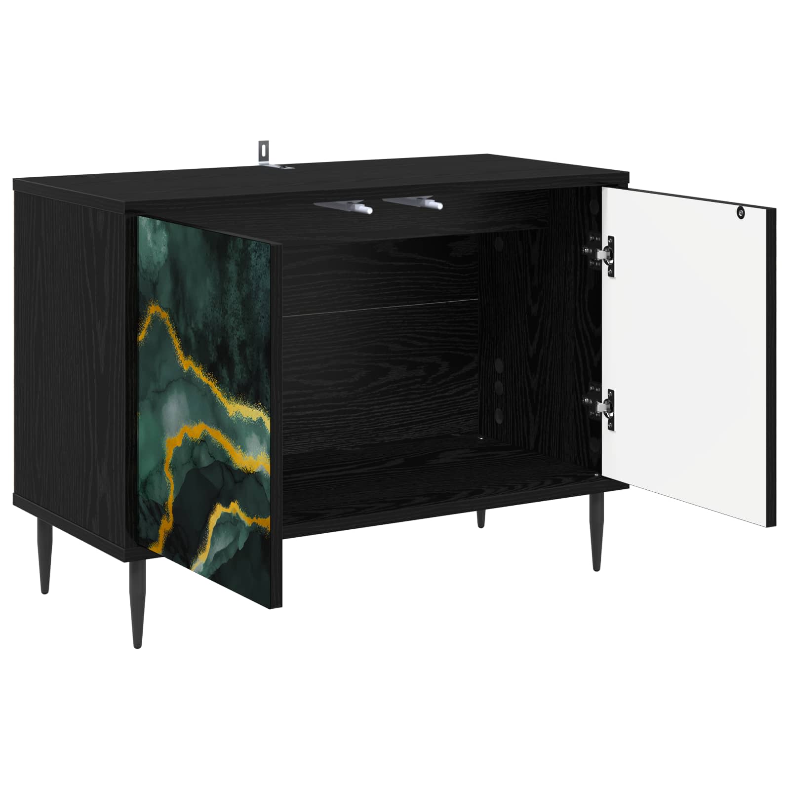 vidaXL TV Cabinet WIJHE 69 x 33 x 50.5 cm Black Oak Engineered Wood 3