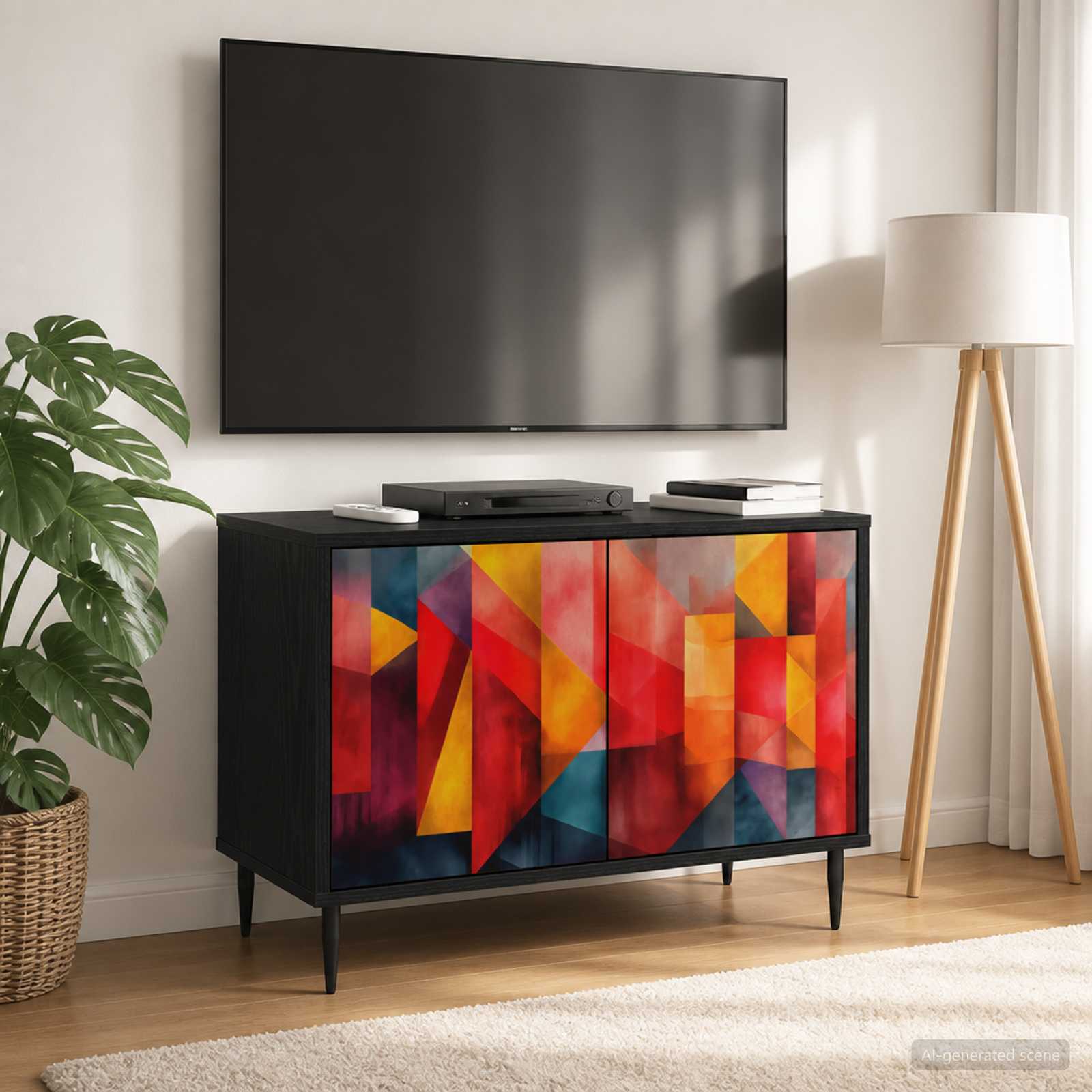 vidaXL TV Cabinet HEESCH 69 x 33 x 50.5 cm Black Oak Engineered Wood 1