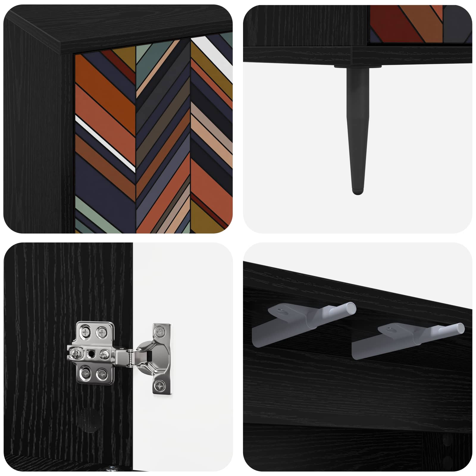 vidaXL TV Cabinet OMMEN 69 x 33 x 50.5 cm Black Oak Engineered Wood 6