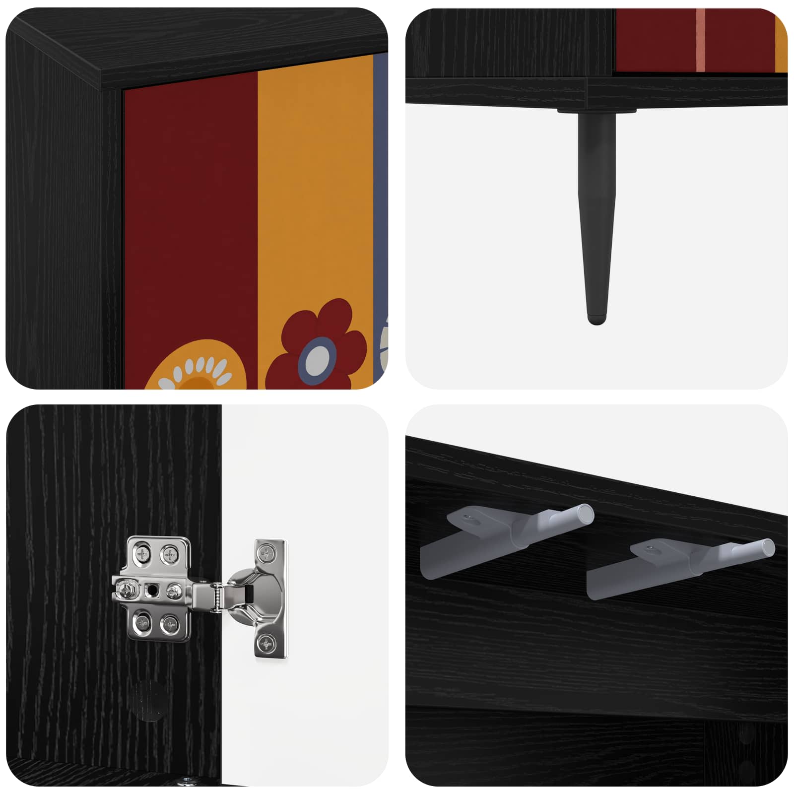 vidaXL TV Cabinet ESSEN 69 x 33 x 50.5 cm Black Oak Engineered Wood 6
