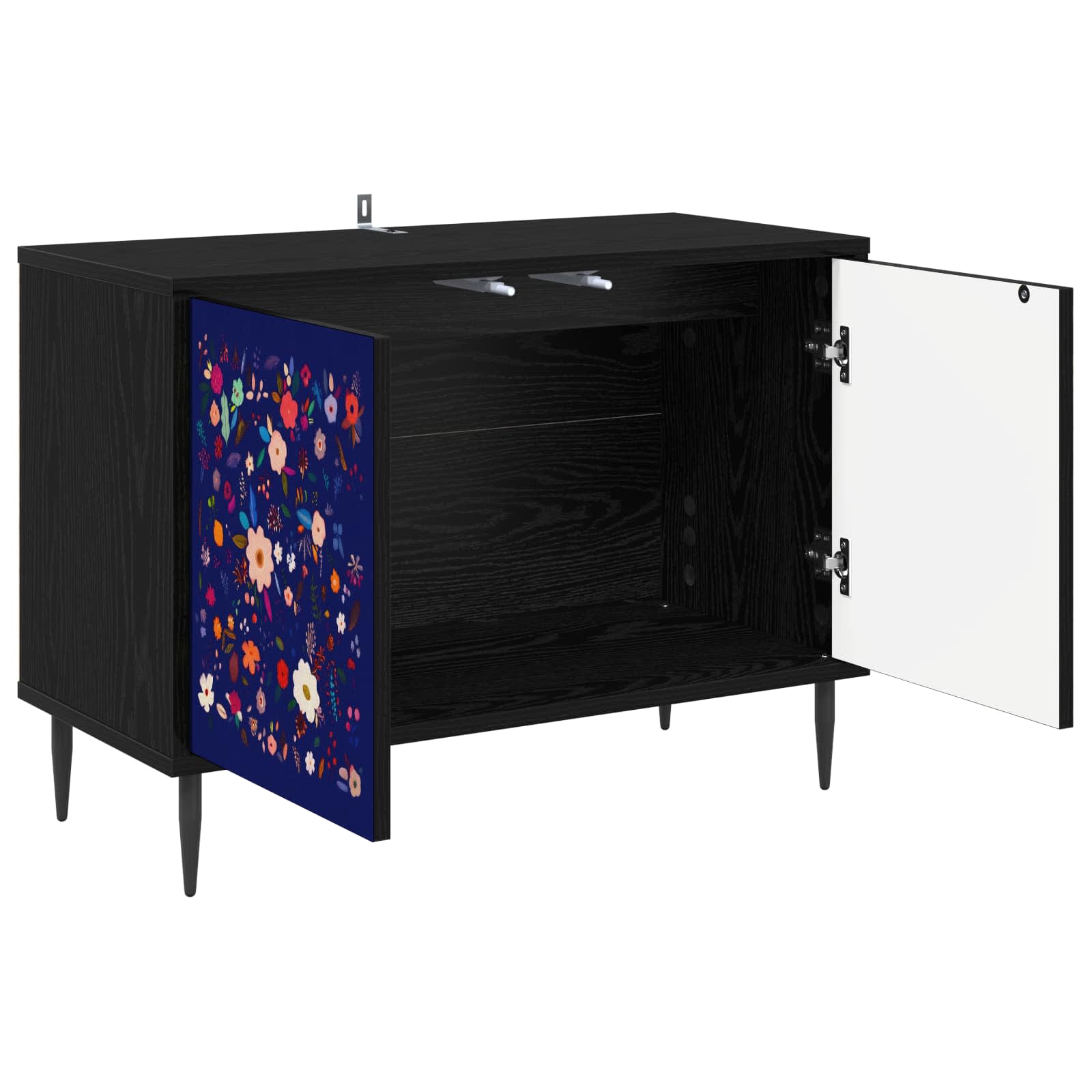 vidaXL TV Cabinet MAINZ 69 x 33 x 50.5 cm Black Oak Engineered Wood 3