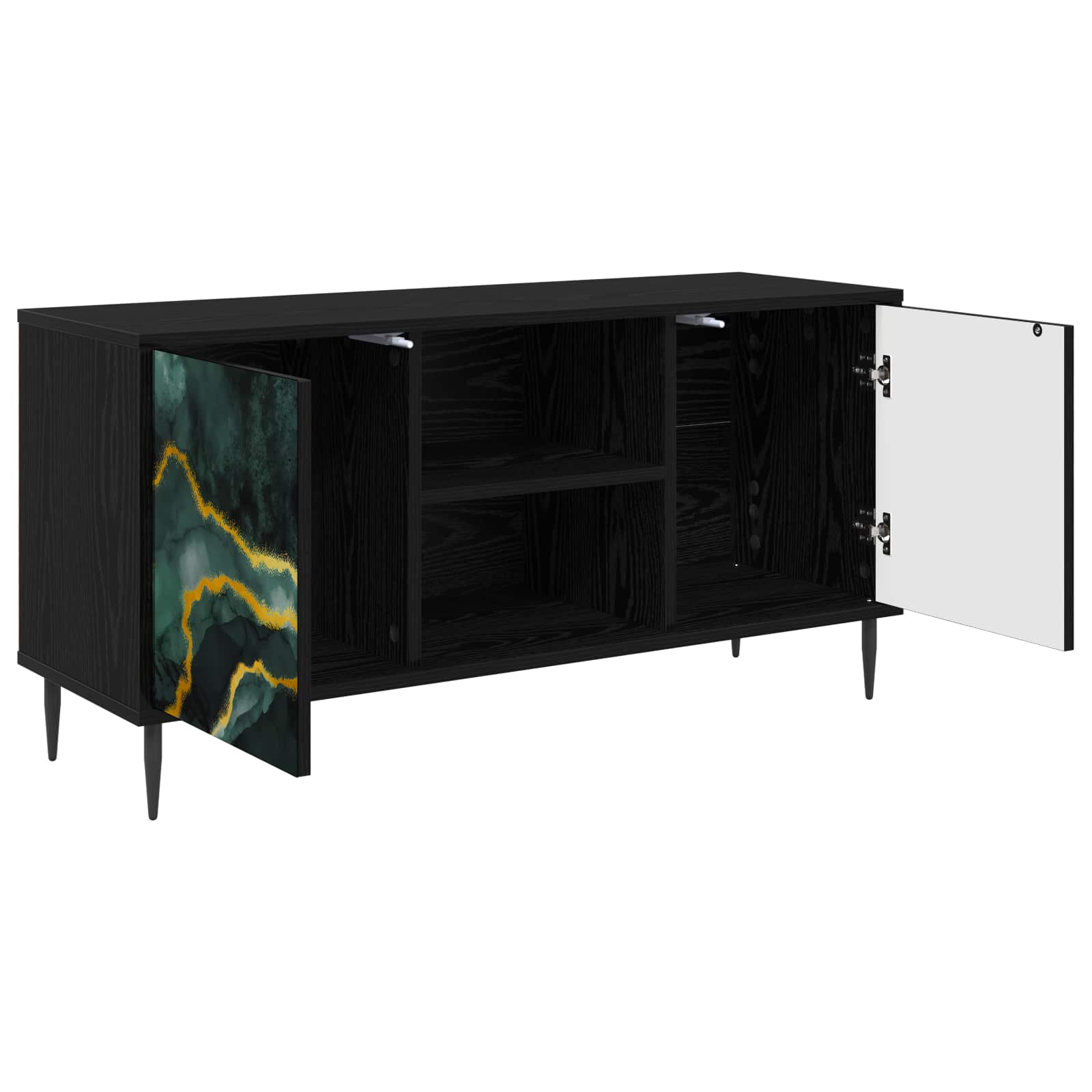 vidaXL TV Cabinet WIJHE 102 x 33 x 51 cm Black Oak Engineered Wood 3