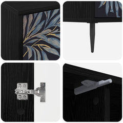 vidaXL TV Cabinet DOKKUM 102 x 33 x 51 cm Black Oak Engineered Wood 6