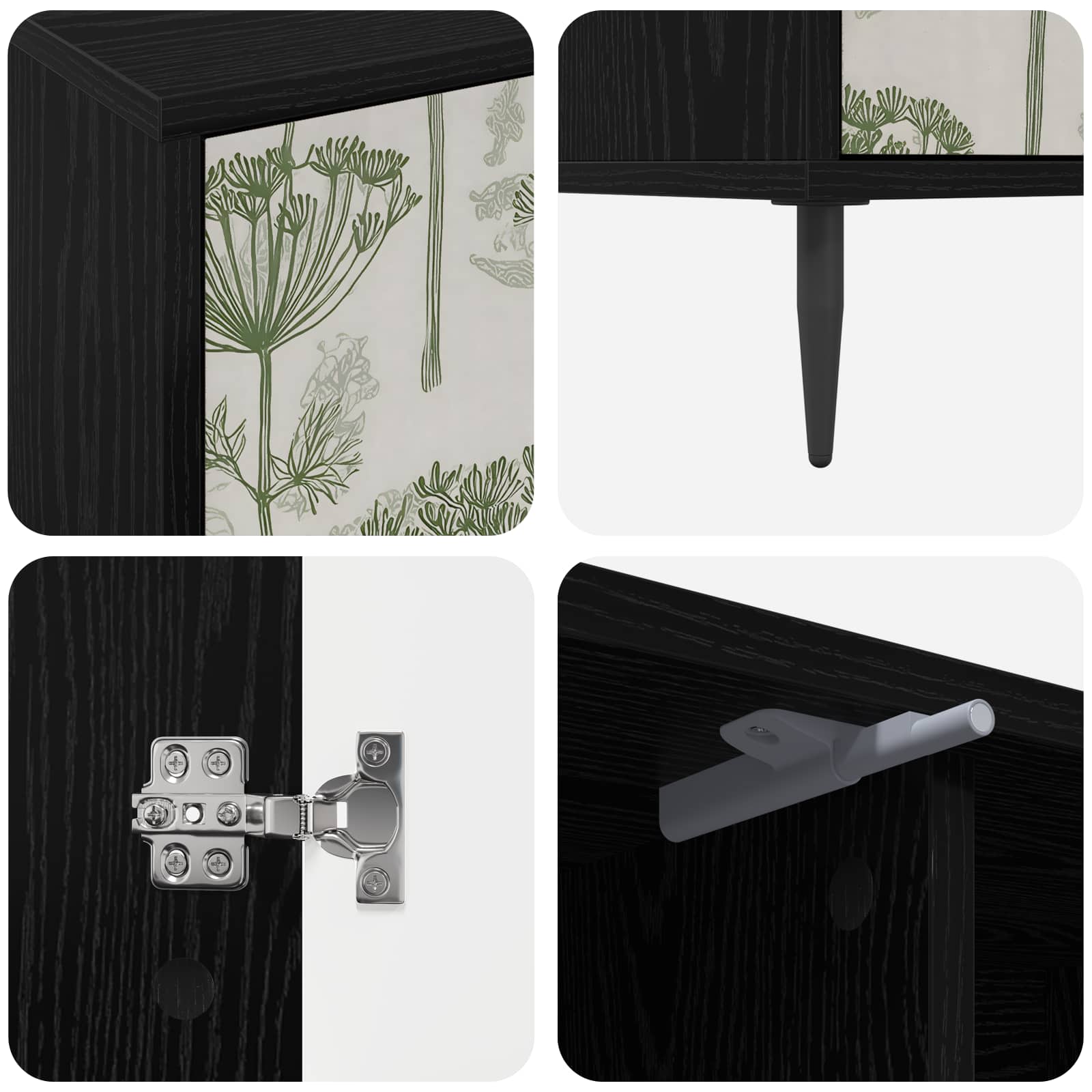 vidaXL TV Cabinet GOTHA 102 x 33 x 51 cm Black Oak Engineered Wood 6
