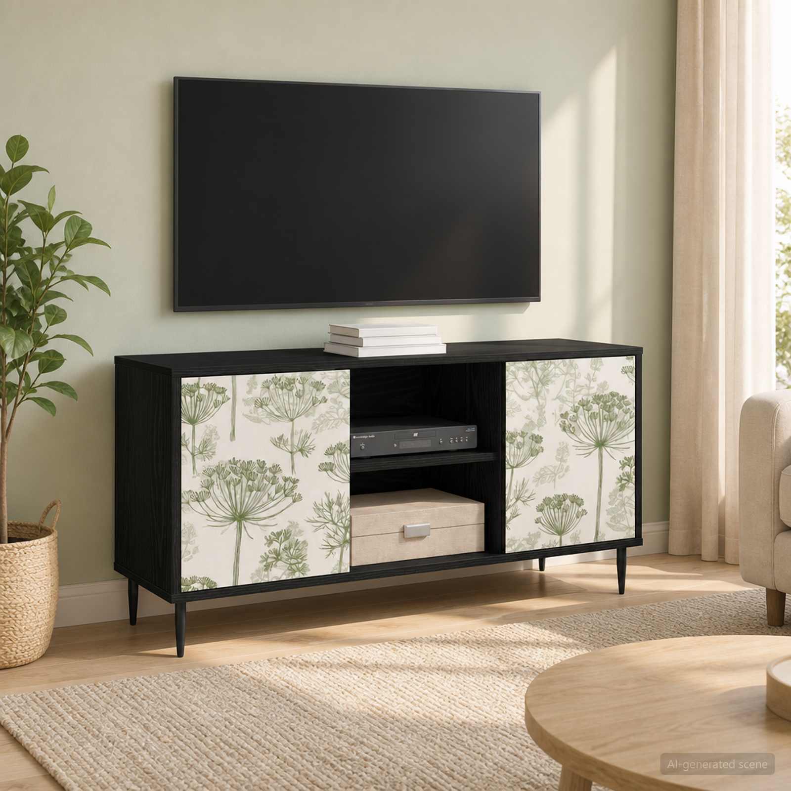 vidaXL TV Cabinet GOTHA 102 x 33 x 51 cm Black Oak Engineered Wood 1