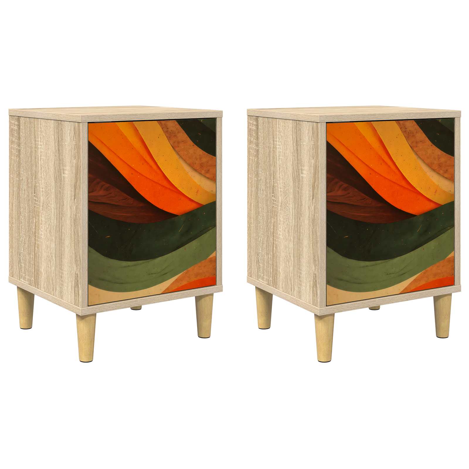 vidaXL Bedside Cabinet BONN 2 pcs Sonoma Oak 36 x 33 x 50 cm 2