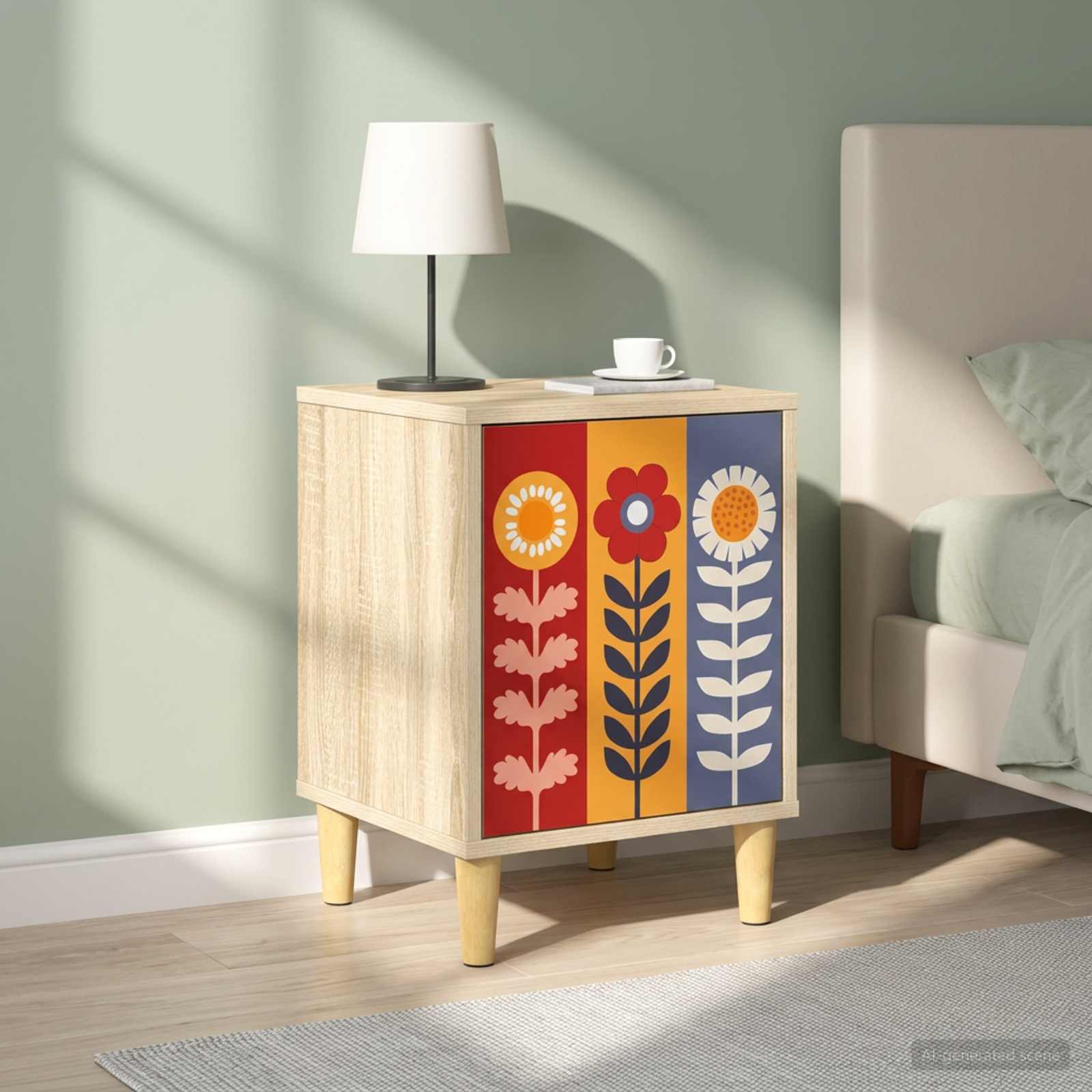 vidaXL Bedside Cabinet ESSEN 2 pcs Sonoma Oak 36 x 33 x 50 cm 4