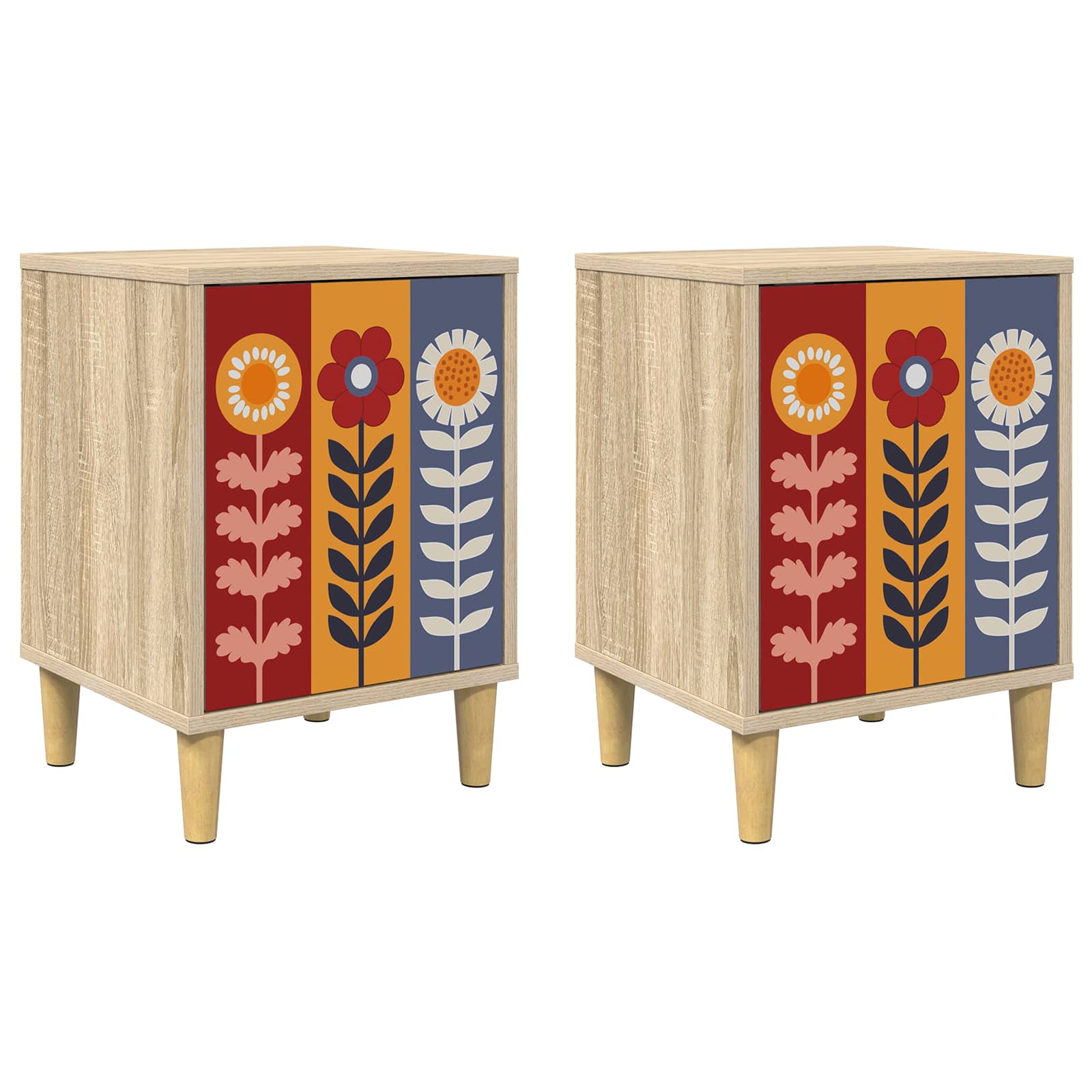 vidaXL Bedside Cabinet ESSEN 2 pcs Sonoma Oak 36 x 33 x 50 cm 2