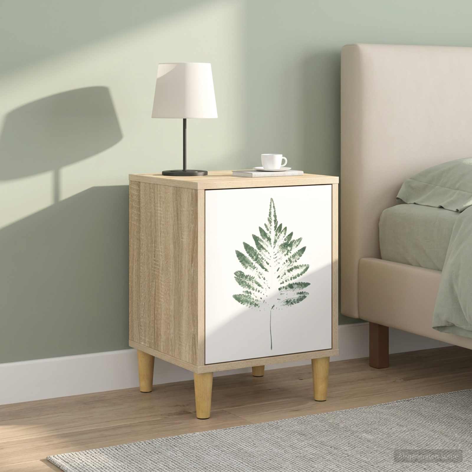vidaXL Bedside Cabinet HANAU 2 pcs Sonoma Oak 36 x 33 x 50 cm 4