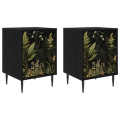 vidaXL Bedside Cabinet RHENEN 2 pcs Black Oak 36 x 33 x 51 cm 2