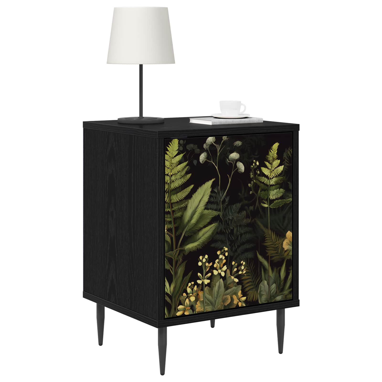 vidaXL Bedside Cabinet RHENEN 2 pcs Black Oak 36 x 33 x 51 cm 3