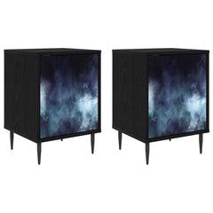 vidaXL Bedside Cabinet RAALTE 2 pcs Black Oak 36 x 33 x 51 cm 2