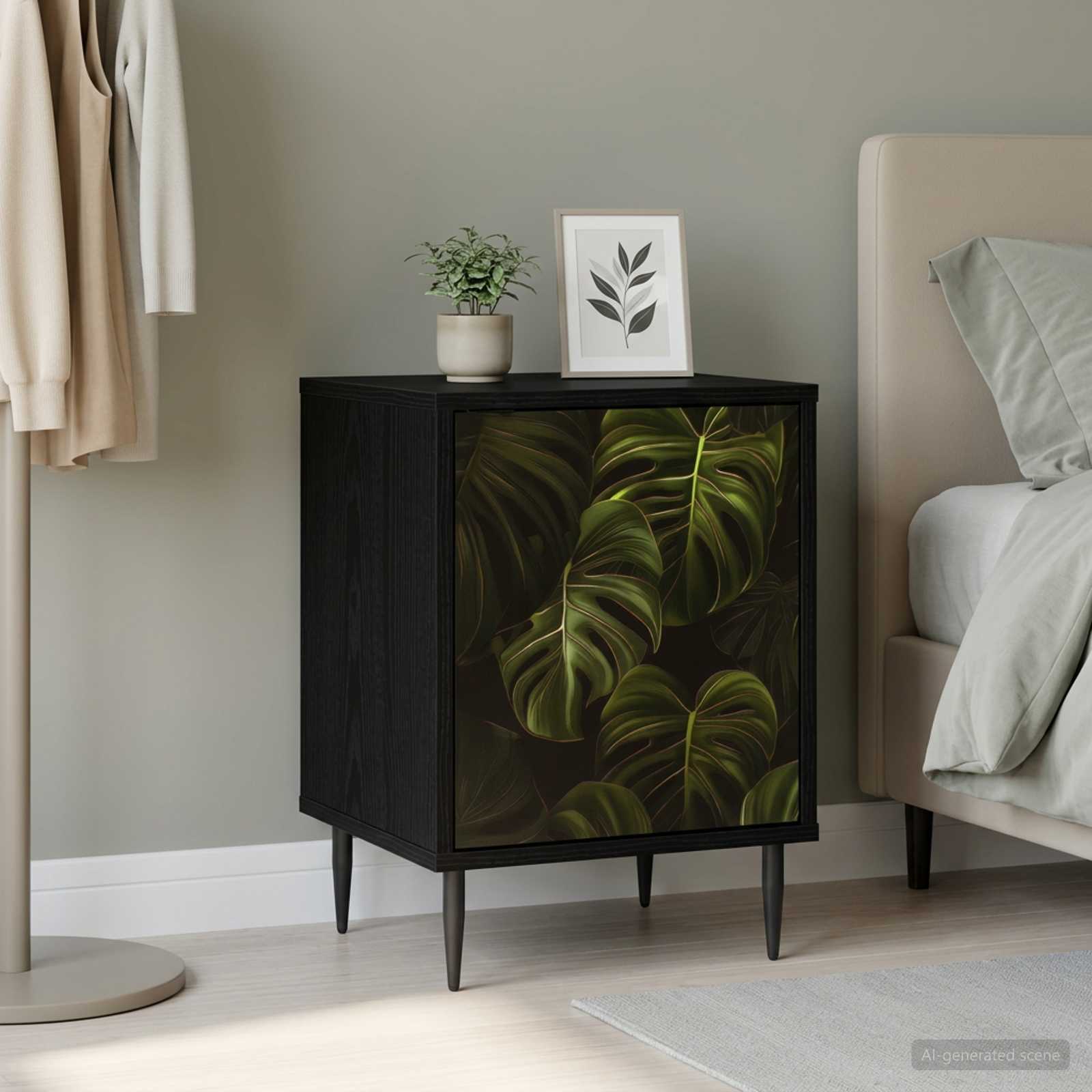 vidaXL Bedside Cabinet ELBURG Black Oak 36 x 33 x 51 cm 1