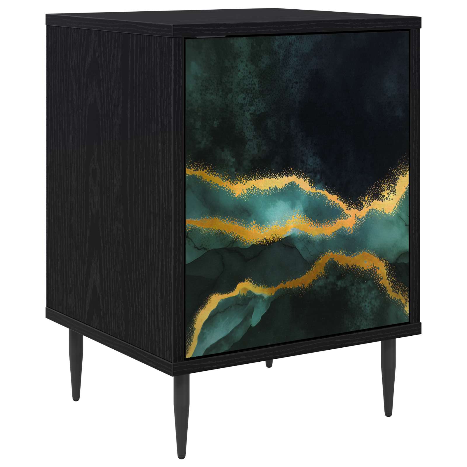 vidaXL Bedside Cabinet WIJHE Black Oak 36 x 33 x 51 cm Engineered Wood 2