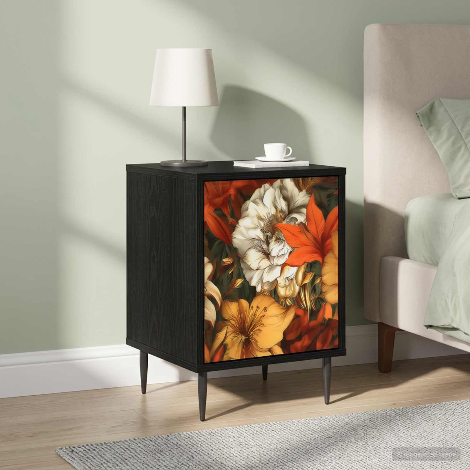 vidaXL Bedside Cabinet GENNEP 2 pcs Black Oak 36 x 33 x 51 cm 4