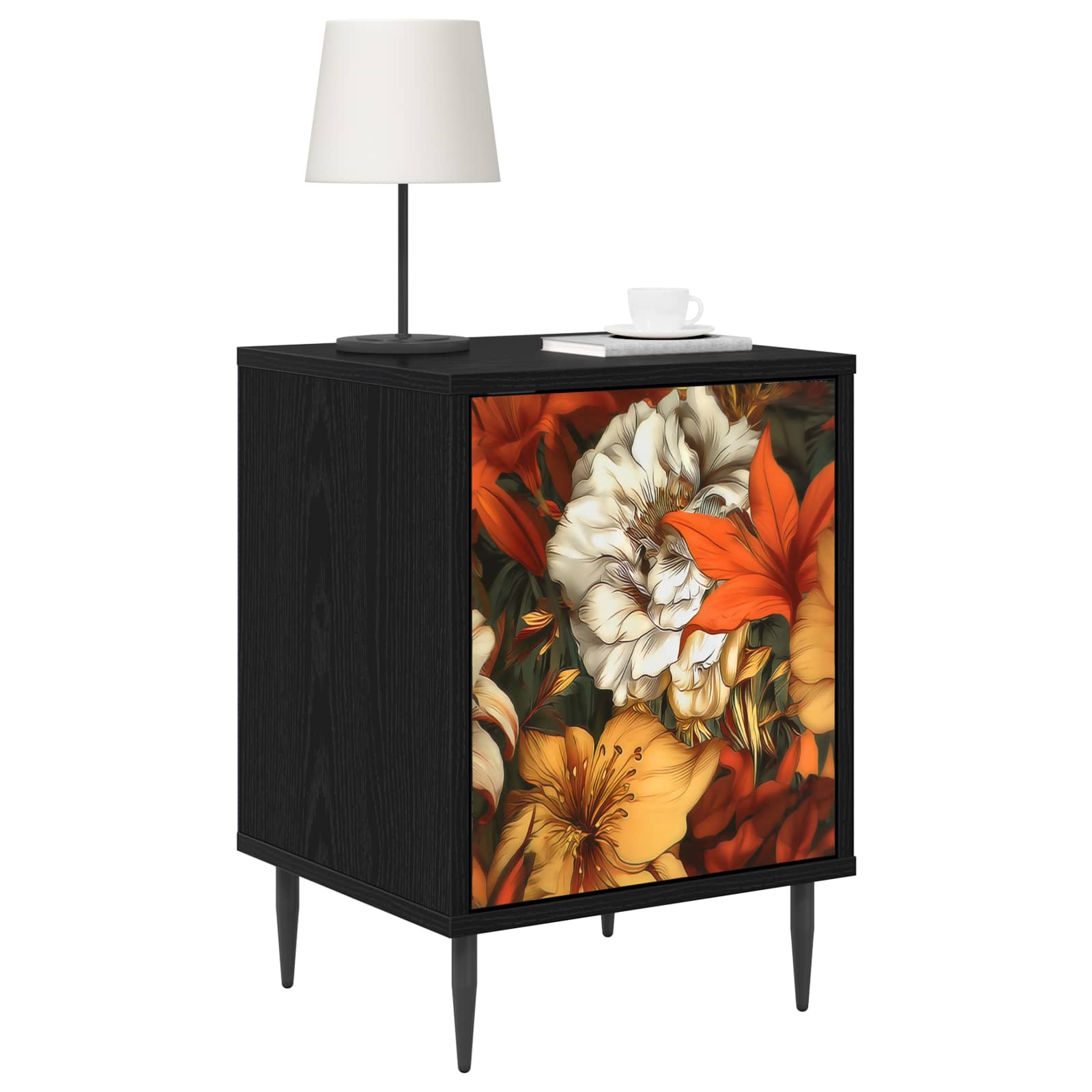 vidaXL Bedside Cabinet GENNEP 2 pcs Black Oak 36 x 33 x 51 cm 3