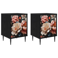 vidaXL Bedside Cabinet BORNE 2 pcs Black Oak 36 x 33 x 51 cm 2