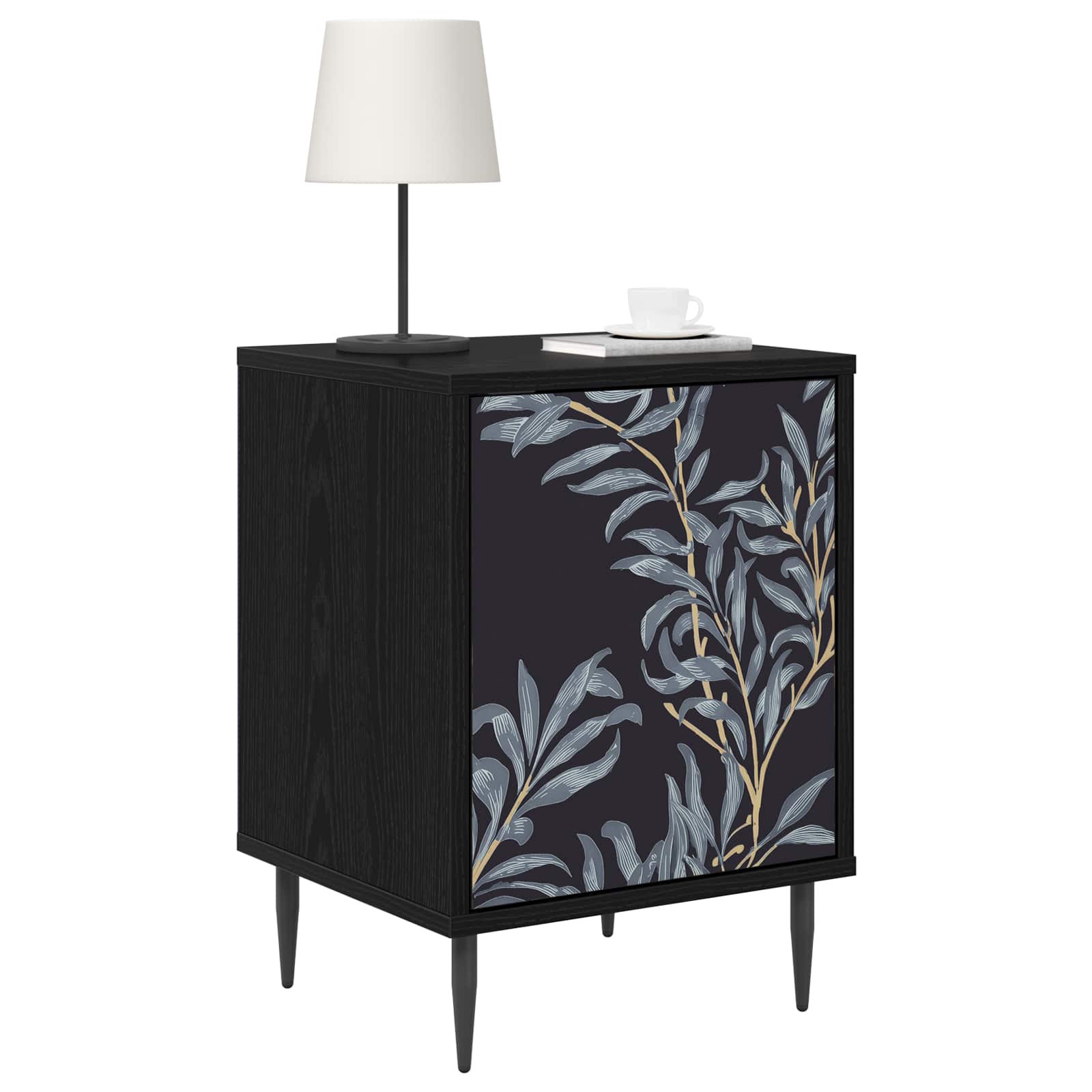 vidaXL Bedside Cabinet DOKKUM 2 pcs Black Oak 36 x 33 x 51 cm 3