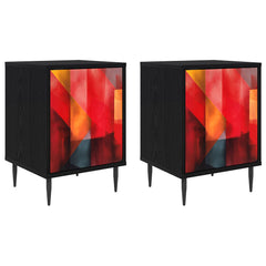 vidaXL Bedside Cabinet HEESCH 2 pcs Black Oak 36 x 33 x 51 cm 2