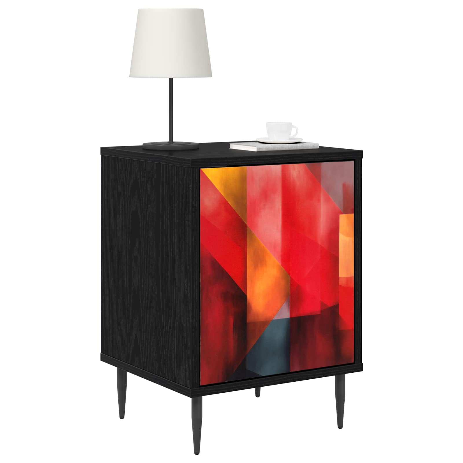vidaXL Bedside Cabinet HEESCH 2 pcs Black Oak 36 x 33 x 51 cm 3